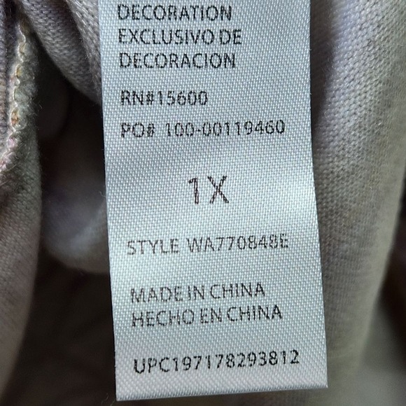 Democracy Top Womens 1X Tropical Palm Leaf 3/4 Sleeve Knit Twist Front Plus Size - Picture 6 of 10